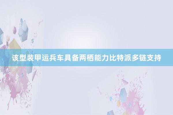 该型装甲运兵车具备两栖能力比特派多链支持