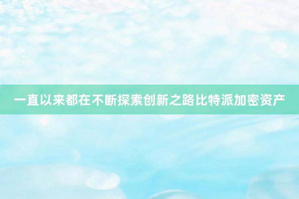 一直以来都在不断探索创新之路比特派加密资产