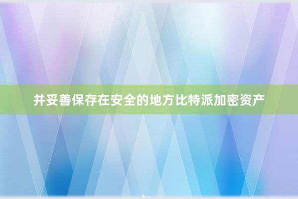 并妥善保存在安全的地方比特派加密资产