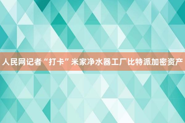 人民网记者“打卡”米家净水器工厂比特派加密资产