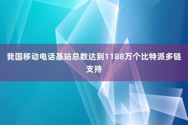 我国移动电话基站总数达到1188万个比特派多链支持